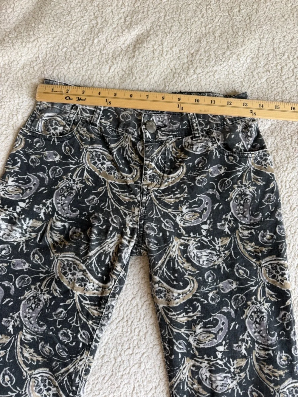 Free People Black Paisley Flare Pants with Border Print - Picture 5 of 6